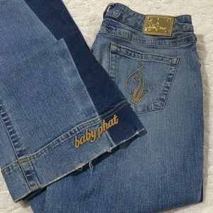 Baby Phat Y2K Distressed Flare/Bell Bottom Embroidered Jeans Size 13
